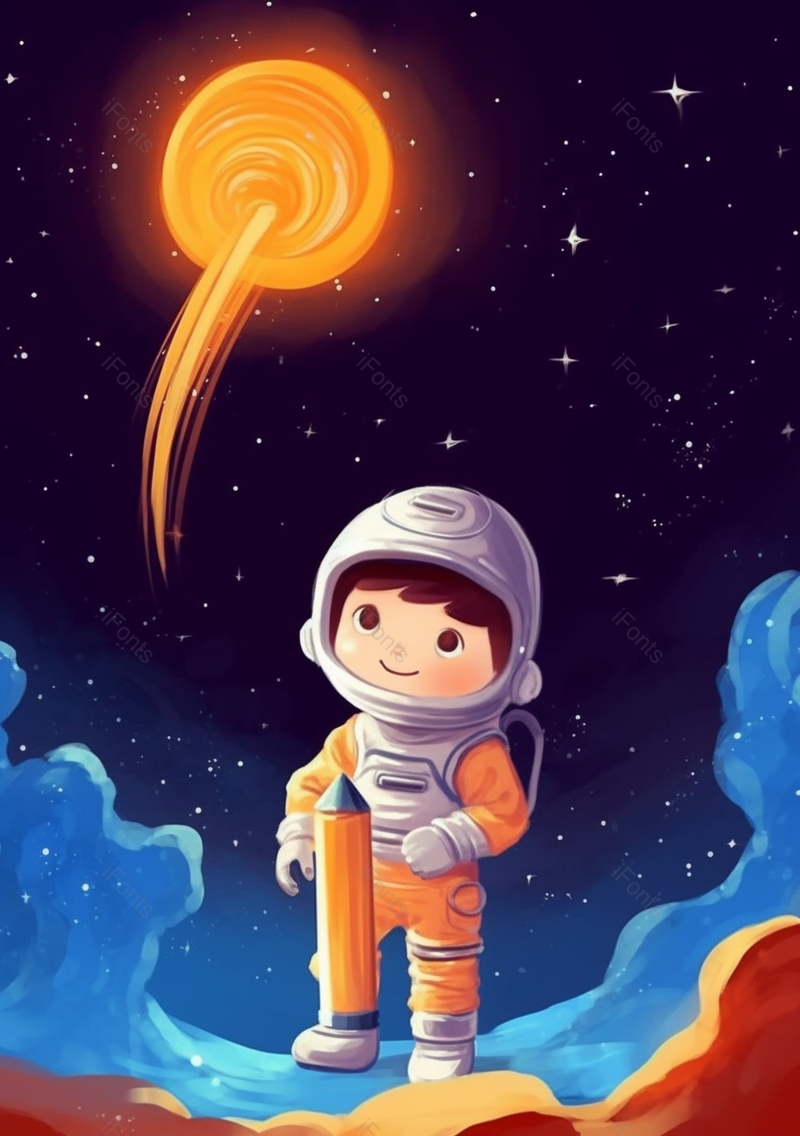 卡爱卡通手绘星空中的小朋友宇航员,插画/手绘图,插画/手绘图库,插画/手绘图下载,插画/手绘